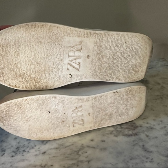 Zara Real Leather White Chunky Platform Sneakers - Picture 3 of 9